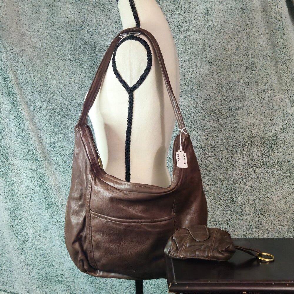 stone mountain brown hobo bag with coin purse in good condition